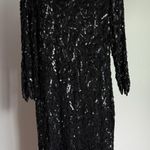 Swee Lo Vintage Dress 100% Silk Sequin Dress Long Sleeve Party Cocktail size S Black Photo 0