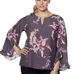 DG2 Diane Gilman Floral Blouse, 2X Photo 0