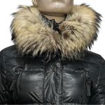 SAM. Women’s XS Black Infinity Fur Trim Hooded Belted 3/4 Length Puffer Jacket Photo 5
