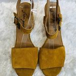 Free People Brook Suede Platform Heels Cork Sole Mustard Gold Camel Sz 40 Photo 4