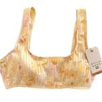 Billabong NWT Women's Make You Mine Bikini Tank Top L/12 Yellow Flower Photo 3