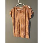 Cato  Pink & Gray Chevron Design Cold Shoulder Cap Sleeves Top Size Large Photo 2