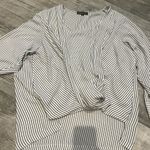 Catherine Malandrino  Black and White Striped Womens Blouse 3X Round Neck Photo 1