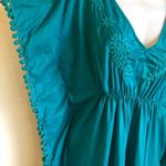 Old Navy Coverup top small Turquoise With Pom Pom Trim & Embroidery Photo 2