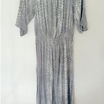 LASCANA Gray White Tie Dye Maxi Dress Carmen Neck Smocked Waist Slit Boho Sz M Size M Photo 3