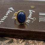 Handmade Blue Lapis Gemstone Ring • Gold Adjustable •  Boho Vintage Style Photo 1