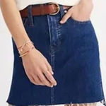 Madewell  distressed stretch denim straight raw hem size 27 skirt Photo 0