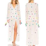 NWT Rococo Sand Stellar Star Sequin Chiffon Boho Maxi Dress White Womens Size XS Photo 0