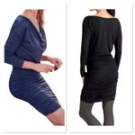 Athleta  Womens Dress Small Blue‎ Stretch Solstice Casual Cowl Neck Long Sleeves Photo 1