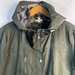 Time & Tru Green Hooded Lightweight Camo Lined Windbreaker Trench JRS 12-14-SM Photo 2