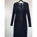 Bardot  Womens Dress Black Nicolette Midi Crochet Sheer Long Sleeve Sheath XL Photo 8