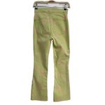 ZARA Kick Flare Jeans Womens Size 6 Green Pink Floral High Rise Crop 70s Raw Hem Photo 3