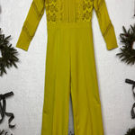 Valentina Romantic Sexy Lace Detail Jumpsuit in Yellow Size Large Photo 0