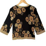 Susan Bristol  Cardigan Black Gold Shimmer Floral Small Photo 2