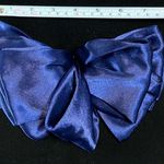 Vintage 90s Navy Blue SATIN EFFECT Big Hair Bow Barrette Clip Oversized Photo 2