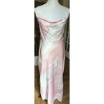 Taylor Cowl Neck Printed Satin Slip Dress Pink White Size 10 Midi Satin NWT Photo 2