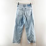 Abercrombie & Fitch Abercrombie The Crop Wide Leg Ultra High Rise Raw Hem Light Wash Blue Jeans 2 Photo 5