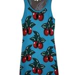 Replica Los Angeles Dress Women Large Blue And Red Knit Cherry Print Midi Sheath Photo 2