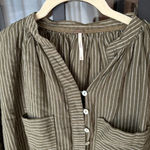 Free People For Keeps Striped Linen loose Tunic Relaxed Top Shirt button down Photo 1