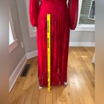 Calvin Klein  Red Chiffon Wrap Front Long Blouson Sleeve Boho Maxi Dress Size 10 Photo 9