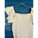 Strut & Bolt White Square Neck Top Ruffle Sleeve Knit Blouse Modern Sleeveless Photo 1