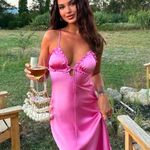 ZARA  maxi dress hot satin pink lingerie ruffled midi party Valentine’s date wedding  Photo 0