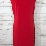 JM Collection Medium M Sheath Dress Sleeveless Red Lined Stretch V-Neck Photo 5