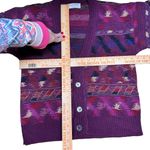 Tricots St. Raphael Vintage  Purple Multicolor Western Cardigan Sweater Cotton S Photo 11