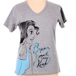 Disney  Princess BELLE Gray V-Neck Short Sleeve T-Shirt Top ~ Women's Size MEDIUM Photo 0