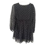 ZARA Polka Dot Pleated Mini Dress Black White Medium Photo 3