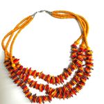 Orange yellow and purple beaded multi strand necklace Photo 1