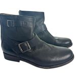 Frye Tyler Engineer Black Leather Boots Buckle Strap Heeled Moto Rugged Size 8 B Photo 1