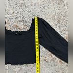 Aerie  Smocked Puff Sleeve Square Neck Black Crop Top Size Medium Photo 6