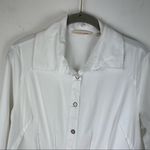 Soft Surroundings  Sz Medium White Cotton Button Down Shirt Tunic Dress Pleated Photo 2