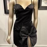 Satin Black Bow Mini Dress With Diamond Detailing Size 0 Photo 0