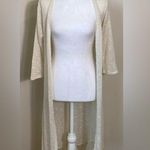Arizona Jeans Womens Beautiful Ivory colored 3/4 sleeve knit long cardigan w/lace small Photo 0