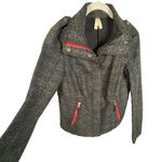 We The Free / Free People Black Brown Animal Print Moto‎ Red Zip Jacket Coat Sz 4 Photo 3