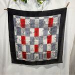 Gorgeous silk vintage made in Japan checkered city scape scarf Red Photo 1