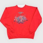 Vintage Sweatshirt Pullover Crewneck Top Grandma Floral XS S Small Blue Photo 0