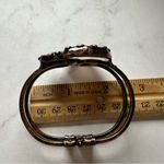 Rose Quartz Crescent Moon and Labradorite Copper Hinged Bracelet Boho Cuff Pink Photo 8