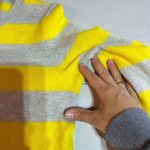 Saks 5th Avenue Saks Fifth‎ Avenue Women's Striped Cashmere Pullover Sweater Gray Yellow Small Photo 5