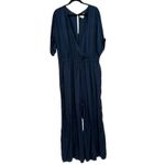 Anthropologie  Maeve Jaqueline Jacquard Jumpsuit Leopard‎ Print Navy Blue Size XL Photo 2