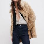 ZARA Faux Fur Long Teddy Sherpa Jacket Coat Natural Beige Size Small 8490/241 Photo 6
