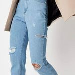 Missguided blue comfort stretch thigh rip straight Photo 0