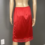Vintage Ashley Taylor Half Slip Sheer High Slit Wide Lace Red Size Large 30/32 Photo 5