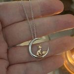 Fox and Crescent Moon Sterling Silver and Rose Gold Necklace Photo 0