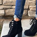 Top Moda Black Sherpa Lined Chunky Lug Sole Ankle Bootie Photo 1