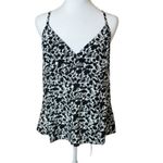 Madewell  Cami Black White Floral Crepe Top Size 8 Neutral Layering Office Work Photo 2