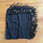 Echo New York 100%‎ linen Shawl W/ Tassels Black One Size Photo 4