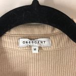 Crescent Shirt Dress Ribbed Button Detail Long Sleeve Bodycon Stretch Beige M Photo 2